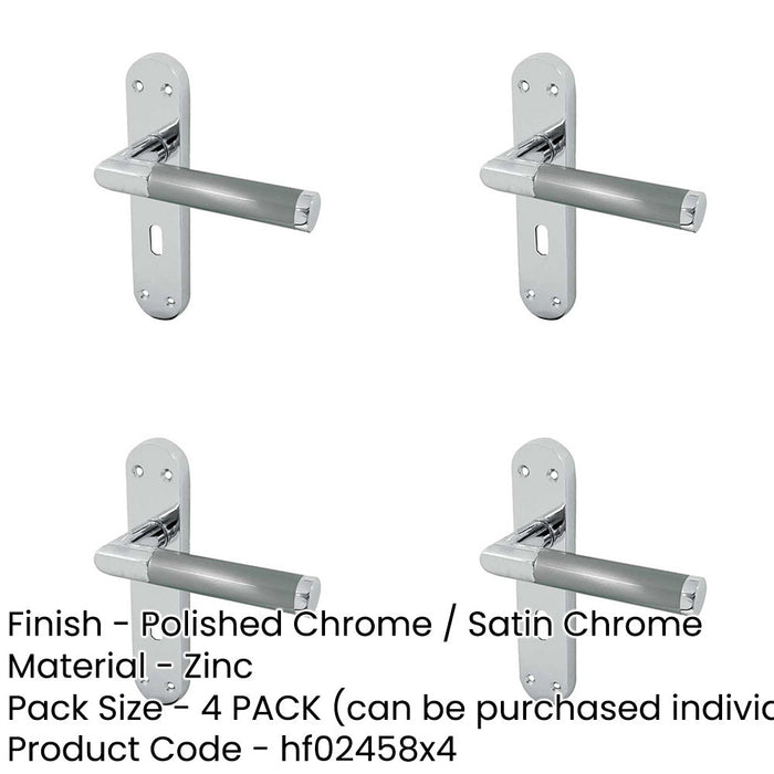 PACK Mitred Suite Door Handle with Lockplate Polished Satin Chrome Finish Interior Lever Backplate-1