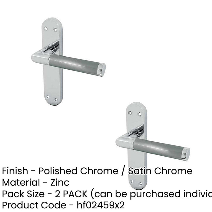 PACK Mitred Suite Door Handle with Polished Satin Chrome Finish Modern Traditional Decor Interior Lever Backplate (1)-1