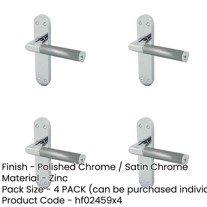 PACK Mitred Suite Door Handle with Polished Satin Chrome Finish Modern Traditional Decor Interior Lever Backplate-1