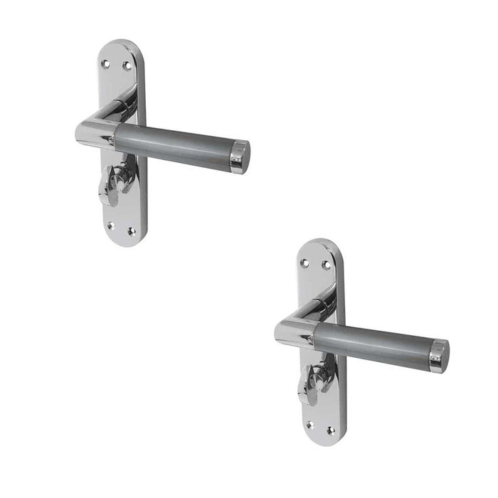 PACK Stylish Mitred Suite Door Handle Polished Satin Chrome Finish Interior Lever Backplate (1)