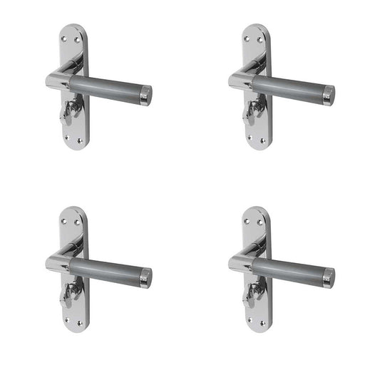 PACK Stylish Mitred Suite Door Handle Polished Satin Chrome Finish Interior Lever Backplate