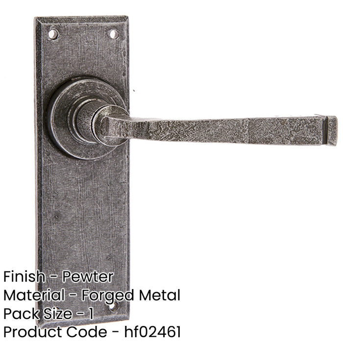 Rustic Pewter Door Handle with Latchplate Unique Home Decor Interior Lever Backplate-1