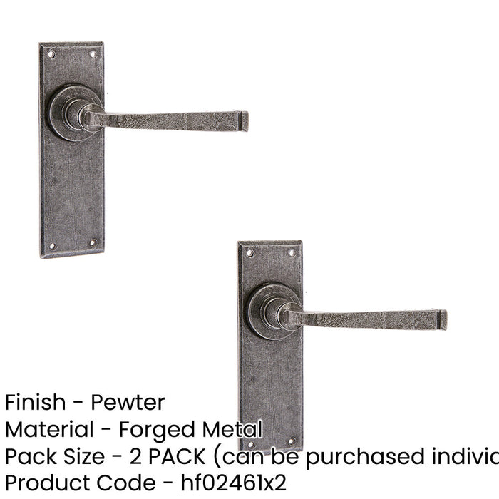 PACK Rustic Pewter Door Handle with Latchplate Unique Home Decor Interior Lever Backplate (1)-1