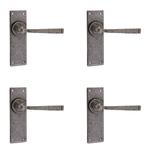 PACK Rustic Pewter Door Handle with Latchplate Unique Home Decor Interior Lever Backplate