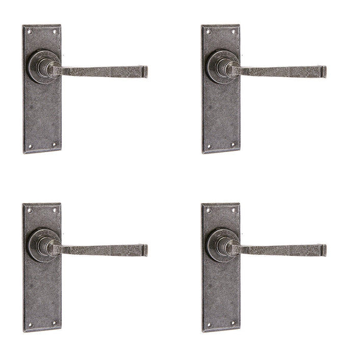 PACK Rustic Pewter Door Handle with Latchplate Unique Home Decor Interior Lever Backplate