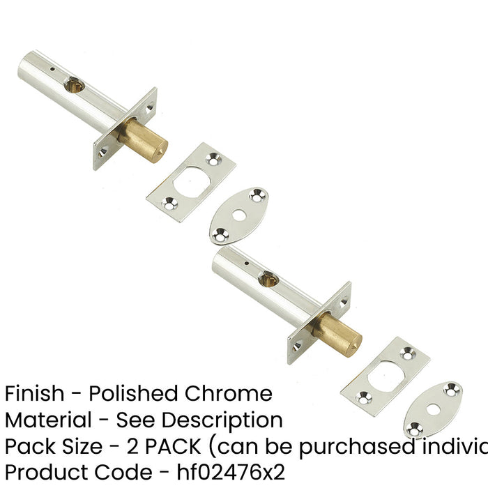 PACK High-Security Mortice Rackbolt 61mm with Polished Chrome Finish Security Bolt-1