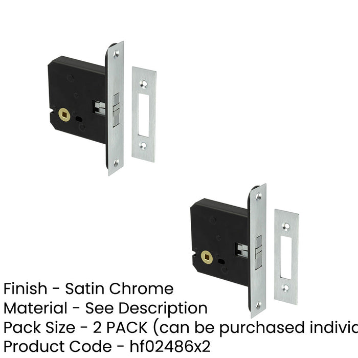 PACK Satin Chrome Mortice Lock Sliding Bathroom Doors Door Lock-1