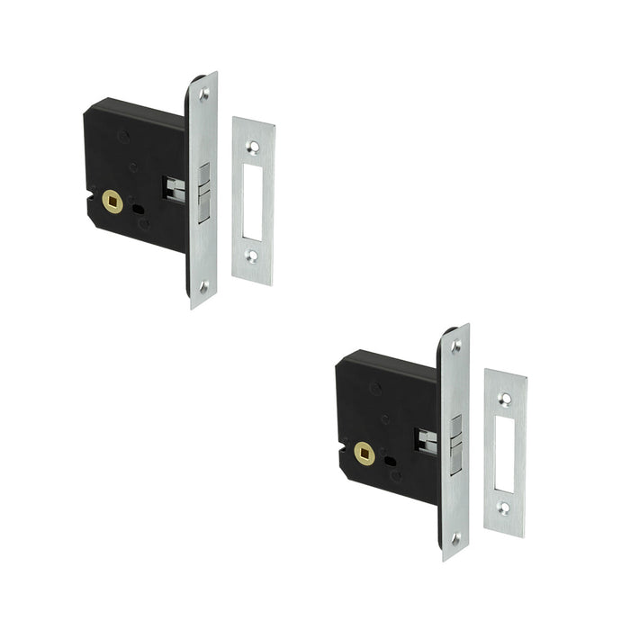 PACK Satin Chrome Mortice Lock Sliding Bathroom Doors Door Lock