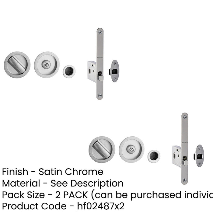 PACK Premium Satin Chrome Bathroom Lock with Circular Furniture 35-38mm Doors Door Lock-1