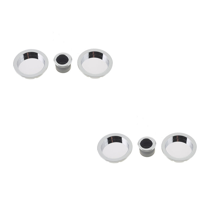PACK Polished Chrome Circular Flush Pull Kits Modern Interiors