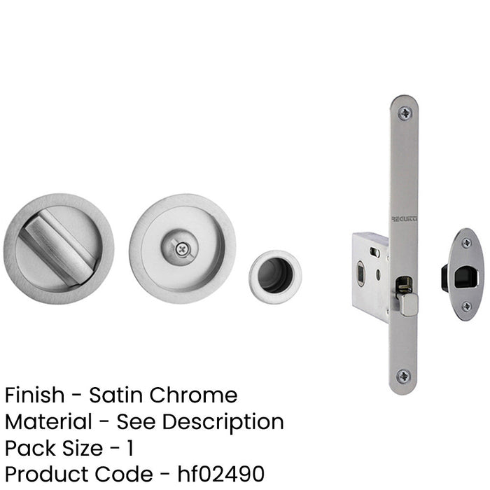 Satin Chrome Bathroom Lock with Circular Furniture Doors 40-45mm Door Lock-1