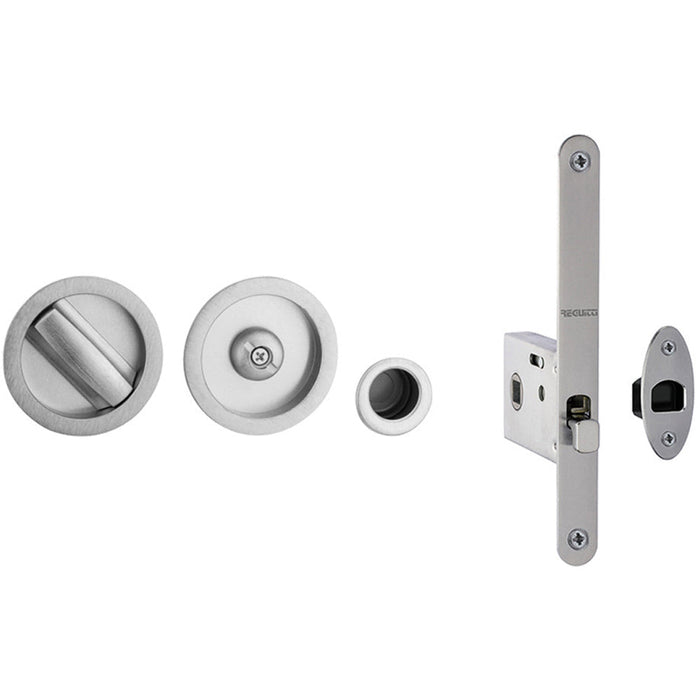 Satin Chrome Bathroom Lock with Circular Furniture Doors 40-45mm Door Lock
