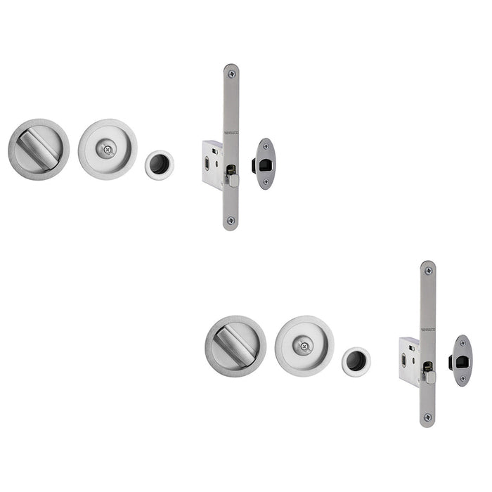 PACK Satin Chrome Bathroom Lock with Circular Furniture Doors 40-45mm Door Lock