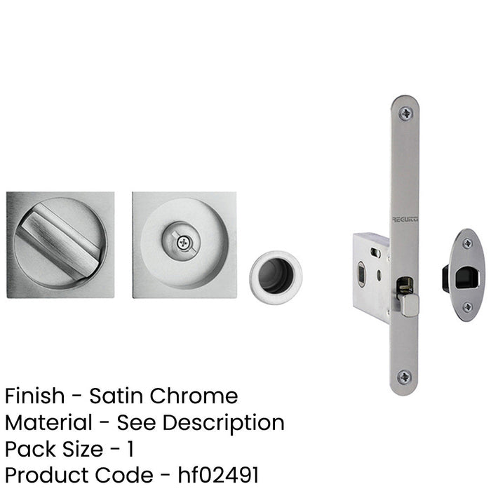 Premium Satin Chrome Bathroom Lock with Square Furniture 35-38mm Doors Door Lock-1