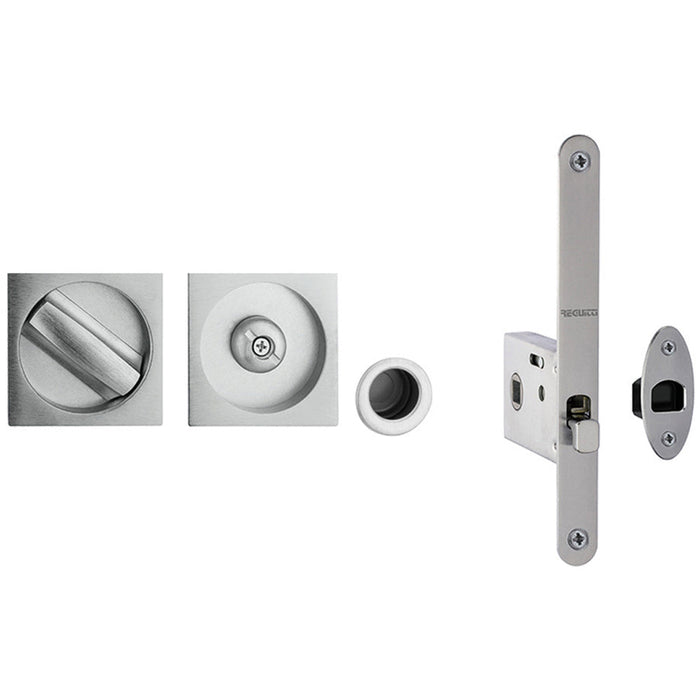 Premium Satin Chrome Bathroom Lock with Square Furniture 35-38mm Doors Door Lock