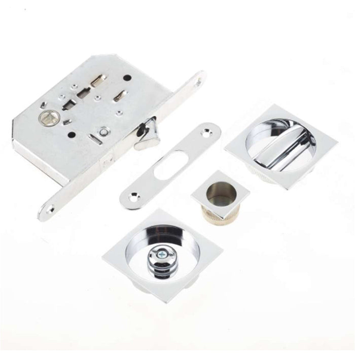 Premium Polished Chrome Bathroom Lock with Square Furniture 40-45mm Doors Door Lock