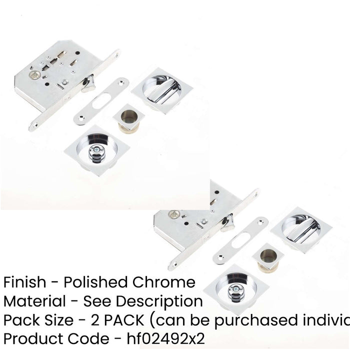 PACK Premium Polished Chrome Bathroom Lock with Square Furniture 40-45mm Doors Door Lock-1