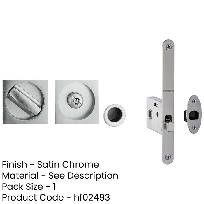 Satin Chrome Bathroom Lock with Square Furniture 40-45mm Doors Door Lock-1