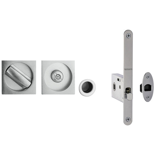 Satin Chrome Bathroom Lock with Square Furniture 40-45mm Doors Door Lock