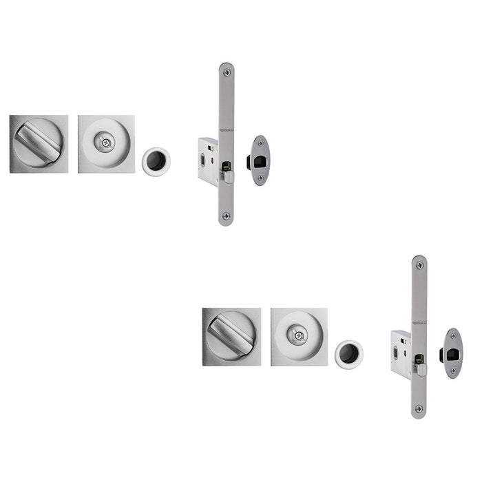 PACK Satin Chrome Bathroom Lock with Square Furniture 40-45mm Doors Door Lock