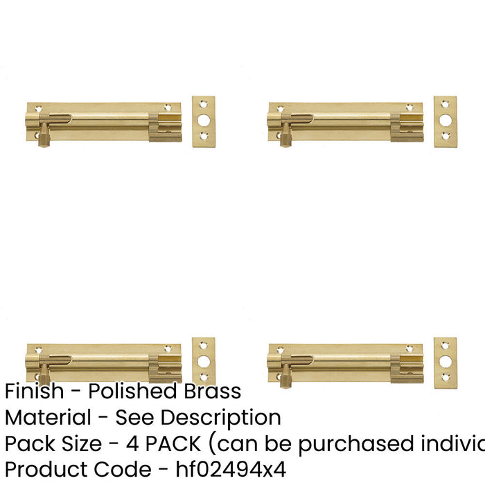 PACK Premium 75x25mm Polished Brass Necked Barrel Bolts Enhanced Security Door Bolt-1