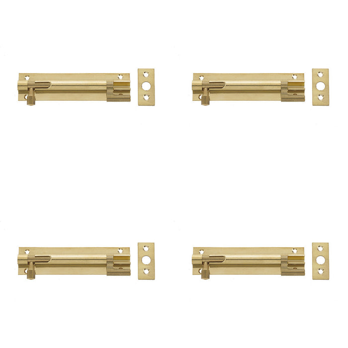 PACK Premium 75x25mm Polished Brass Necked Barrel Bolts Enhanced Security Door Bolt