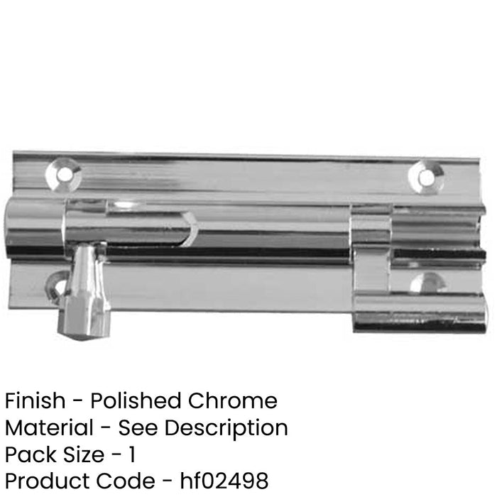 High-Quality Brass Necked Barrel Bolts 102x25mm Polished Chrome Enhanced Security Door Bolt-1