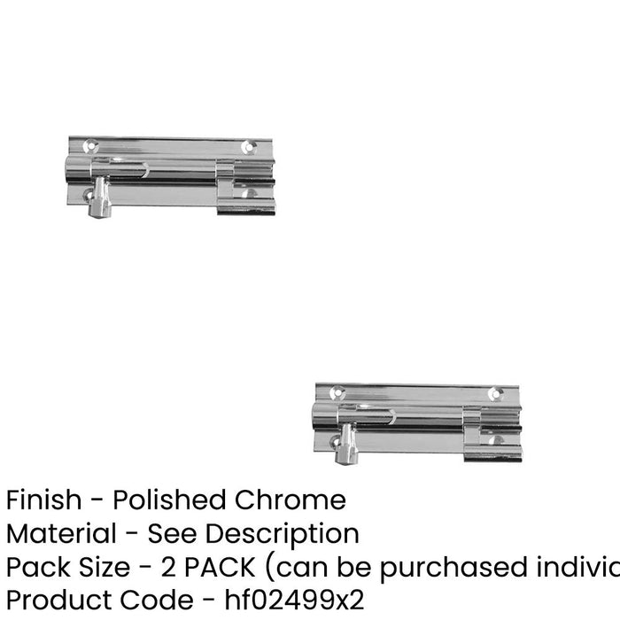 PACK Premium Brass Necked Barrel Bolts 152x25mm Polished Chrome Finish Door Bolt (1)-1