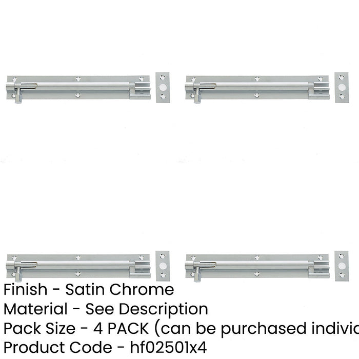 PACK High-Quality Satin Chrome Brass Necked Barrel Bolts 100x25mm Enhanced Security Door Bolt-1