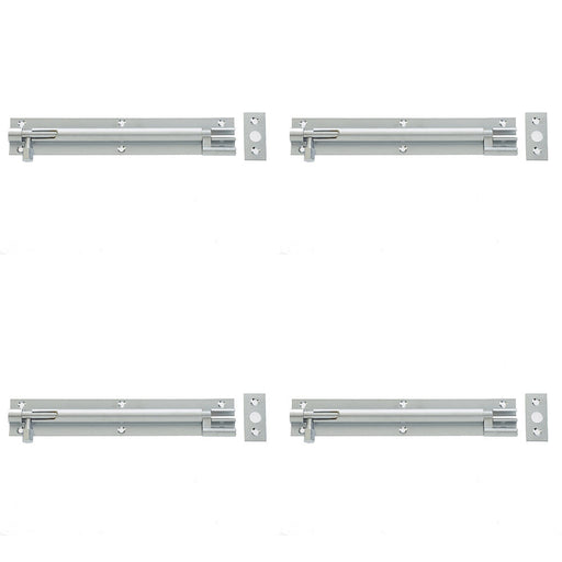 PACK High-Quality Satin Chrome Brass Necked Barrel Bolts 100x25mm Enhanced Security Door Bolt