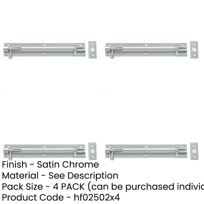 PACK Premium Brass Necked Barrel Bolts 150x25mm Satin Chrome Enhanced Security Door Bolt-1