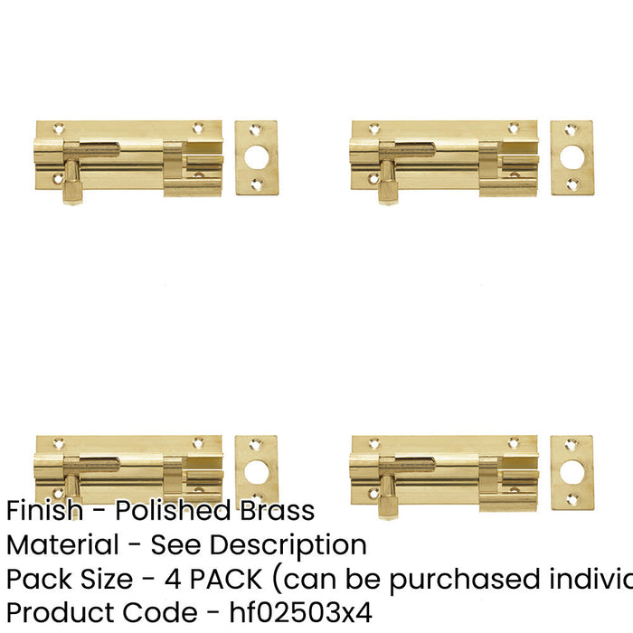 PACK Premium Brass Heavy Necked Barrel Bolts Enhanced Security 100x38mm Door Bolt-1