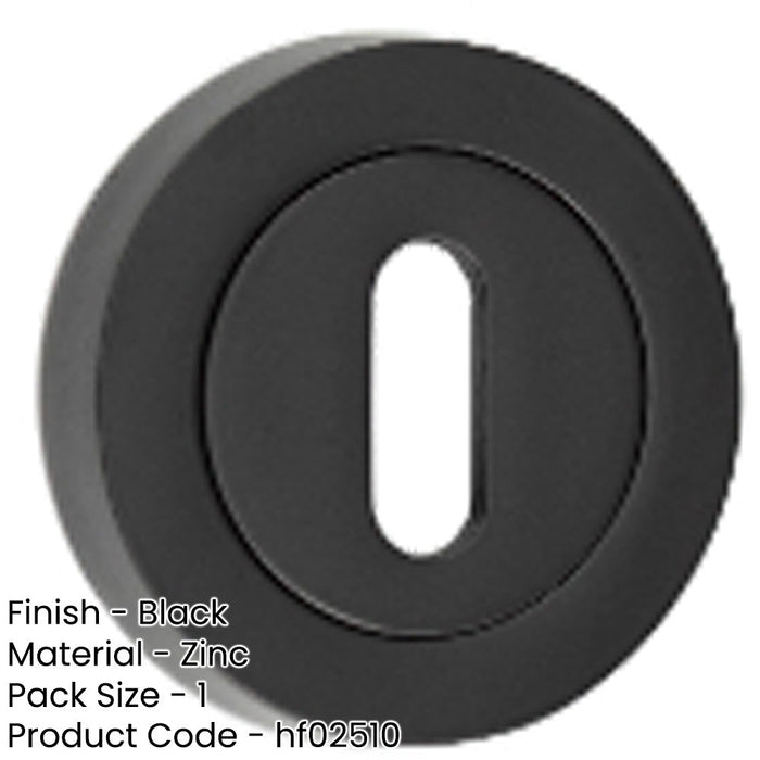 Matt Black Standard Keyway Escutcheon 50mm Black Security Cover Hole Cover-1