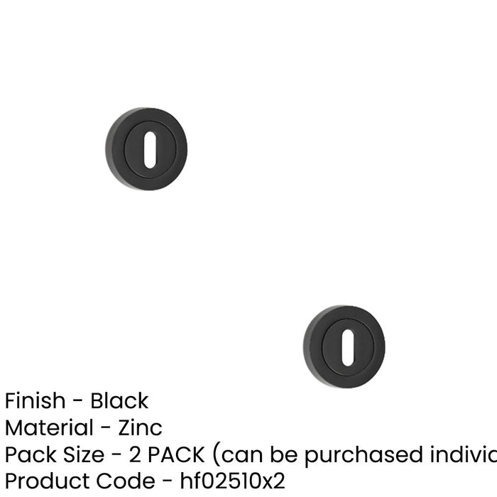 PACK Matt Black Standard Keyway Escutcheon 50mm Black Security Cover Hole Cover (1)-1