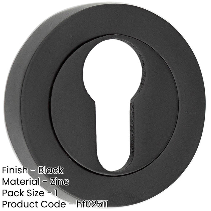 Durable 50mm Black Euro Profile Escutcheon Fire Doors Hole Cover-1