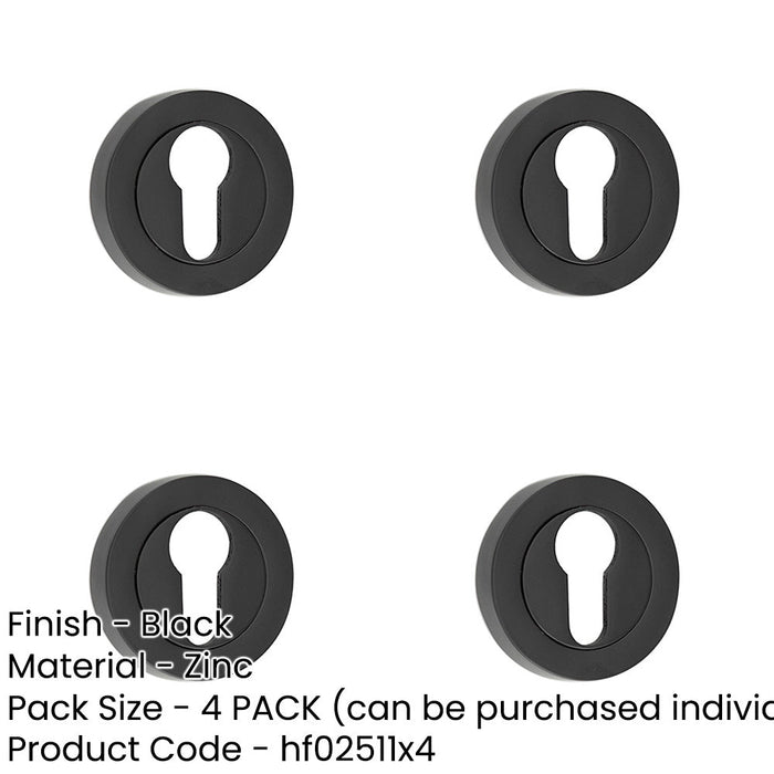 PACK Durable 50mm Black Euro Profile Escutcheon Fire Doors Hole Cover-1