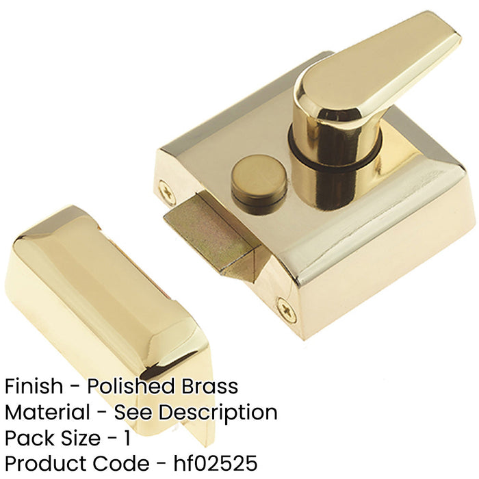 Premium 66mm Polished Brass Narrow Stile Night Latches Secure Locking Bolt Latch-1