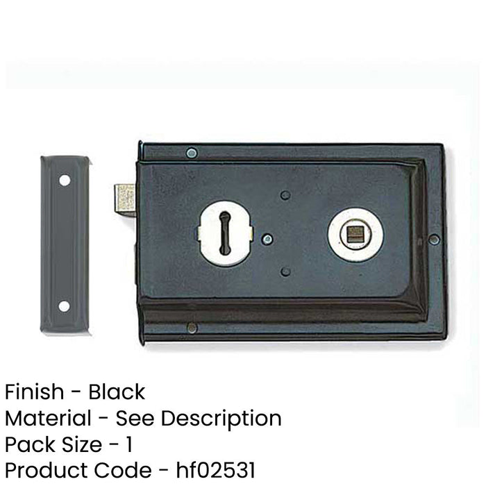Versatile Reversible Lock 152x102mm Sleek Black Finish Door Lock-1