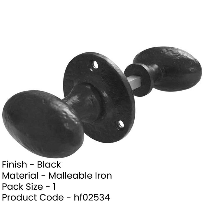 Antique Oval Black Door Knob Vintage Charm-1