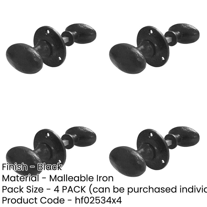 PACK Antique Oval Black Door Knob Vintage Charm-1