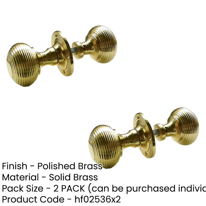 PACK Elegant Reeded Door Knob Polished Brass Timeless Home Decor (1)-1