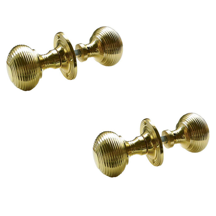 PACK Elegant Reeded Door Knob Polished Brass Timeless Home Decor (1)