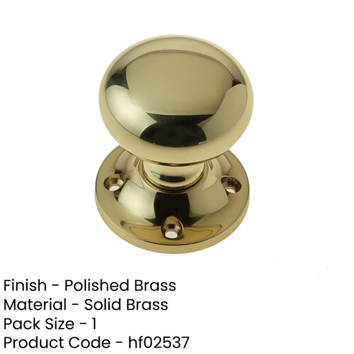 Elegant 50mm Mushroom Door Knob Polished Brass-1