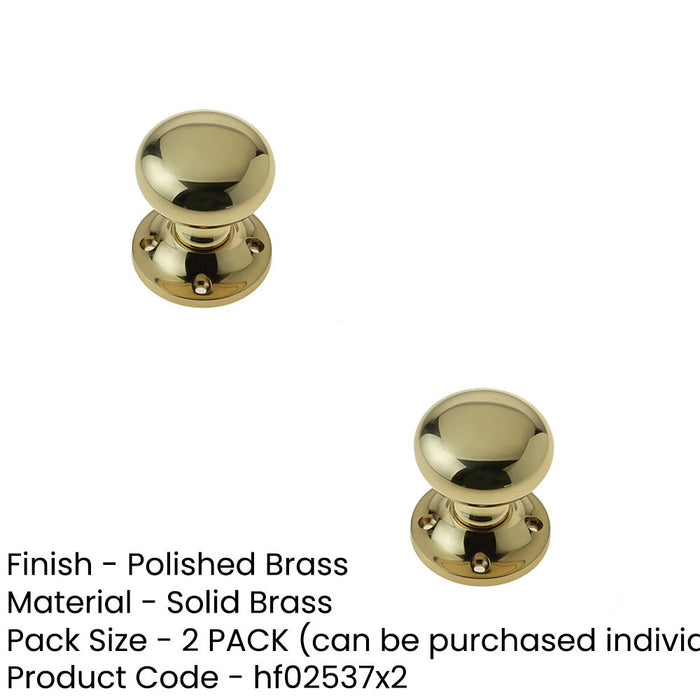PACK Elegant 50mm Mushroom Door Knob Polished Brass (1)-1