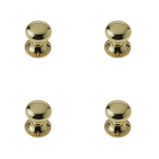 PACK Elegant 50mm Mushroom Door Knob Polished Brass