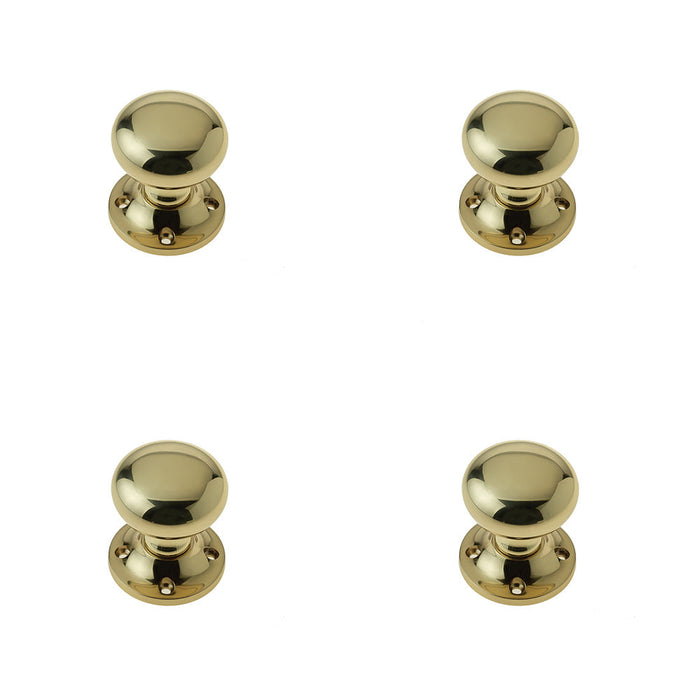 PACK Elegant 50mm Mushroom Door Knob Polished Brass