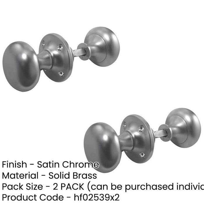 PACK Elegant 50mm Satin Chrome Mushroom Door Knob Timeless Style (1)-1