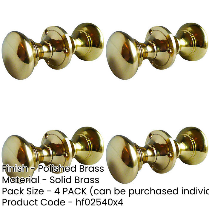 PACK Elegant Polished Brass Oval Door Knob Sophisticated Interiors-1