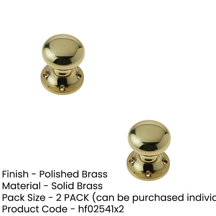 PACK Elegant Mushroom Door Knob Polished Brass 57mm (1)-1