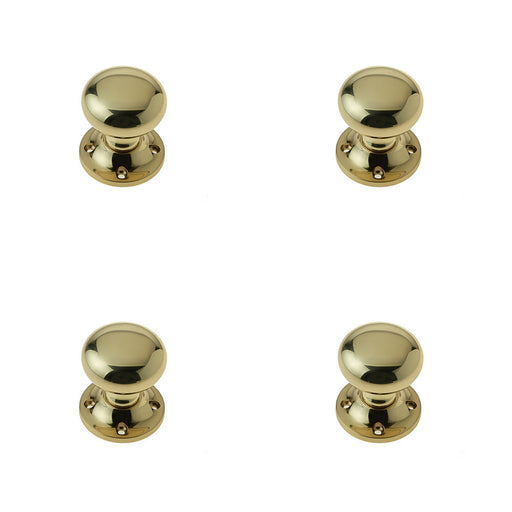 PACK Elegant Mushroom Door Knob Polished Brass 57mm